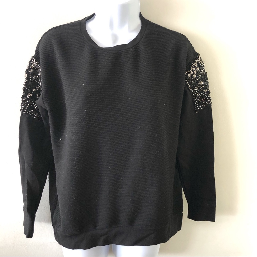 Black embellished sleeve sweatshirt